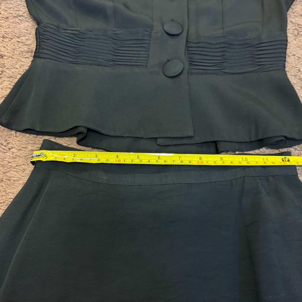 Vtg Atina Karon Crosby Black Peplum Skirt Suit Shoulder Pads 8 RUNS SMALL - Picture 6 of 9